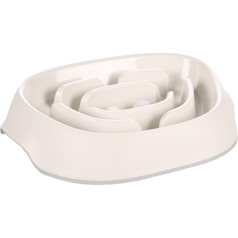 Flamingo - Gamelle anti glouton ovale blanche pour