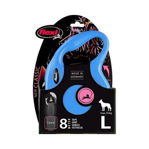 Laisse sangle 8 mètres l max 50 kg bleu