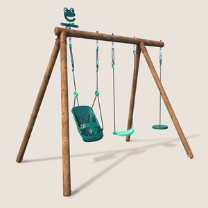 Portique en bois rond 3 agrès avec balan