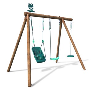 Portique en bois rond 3 agrès avec balan