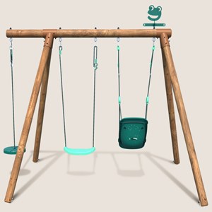 Portique en bois rond 3 agrès avec balan
