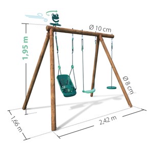 Portique en bois rond 3 agrès avec balan