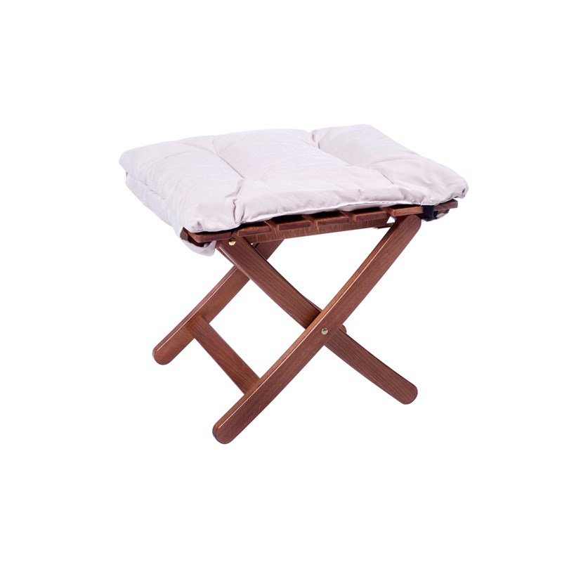 Repose pieds -matty soft - en hêtre et oléfine blanc-beige - l.46xl.51xh.42.5cm