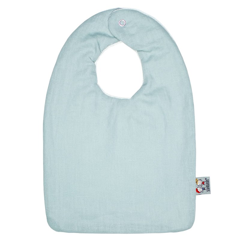 Bavoir+bebe+en+lin+vert+de+gris+des+la