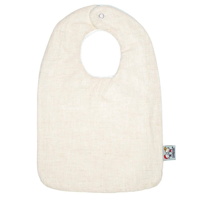 Bavoir+bebe+en+lin+beige+des+la