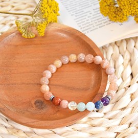 Bracelet 7 chakras pierre de soleil 8 mm