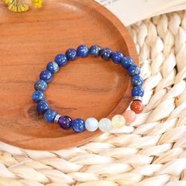 Bracelet 7 chakras lapis-lazuli 8 mm