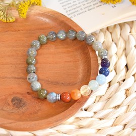 Bracelet 7 chakras labradorite 8 mm