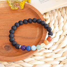 Bracelet 7 chakras pierre de lave 8 mm