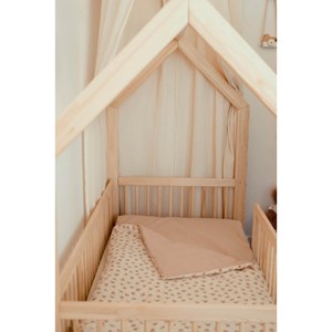 Sac de couchage écru fleuri rose