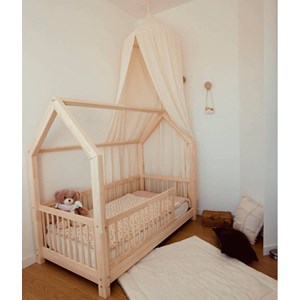 Sac de couchage écru fleuri rose