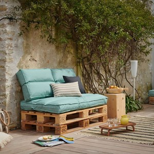 Coussin matelas palette vert eau