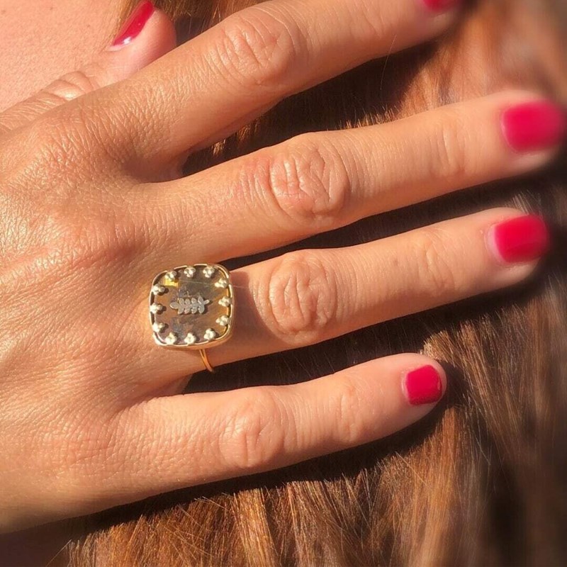 Paloma de Bahia - Bague ajustable carré – œil du tigre