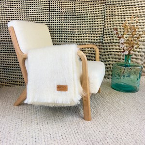 Plaid mohair blanc