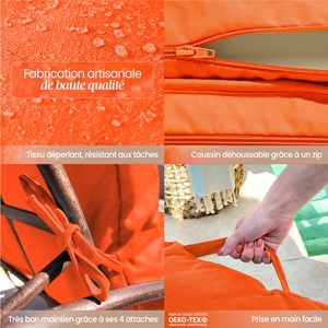 Coussin pour bain de soleil déhoussable