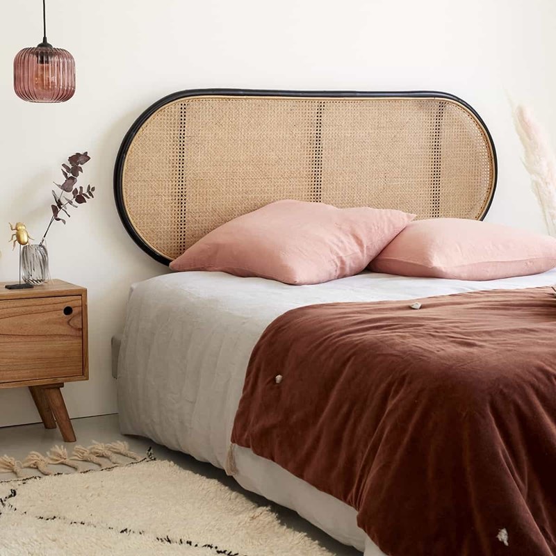 Tête de lit en rotin et cannage