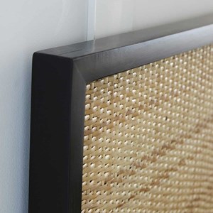 Tête de lit en acajou massif et rotin