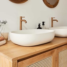 Vasque ovale en béton beige