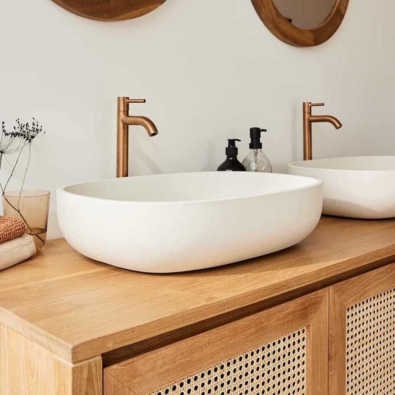 Vasque ovale en béton beige