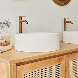 Vasque tambour en béton beige