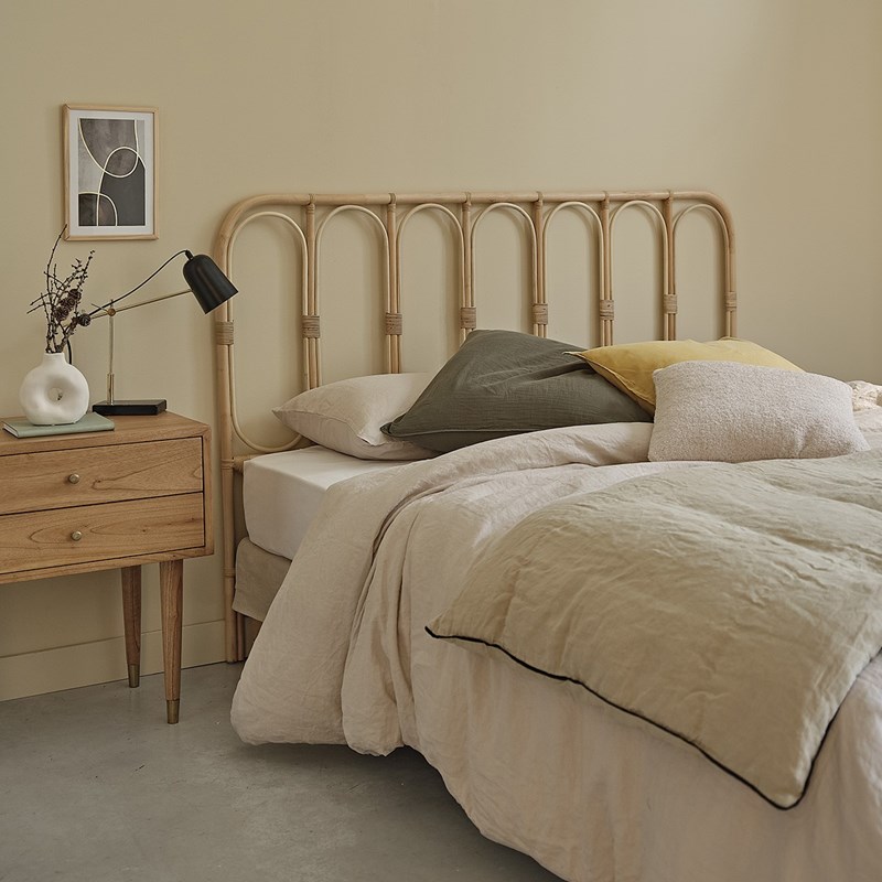 Tête de lit bohème en rotin 160