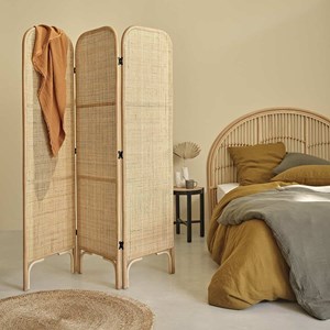 Paravent en rotin et cannage