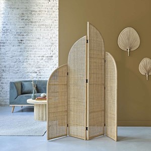 Paravent en rotin et cannage