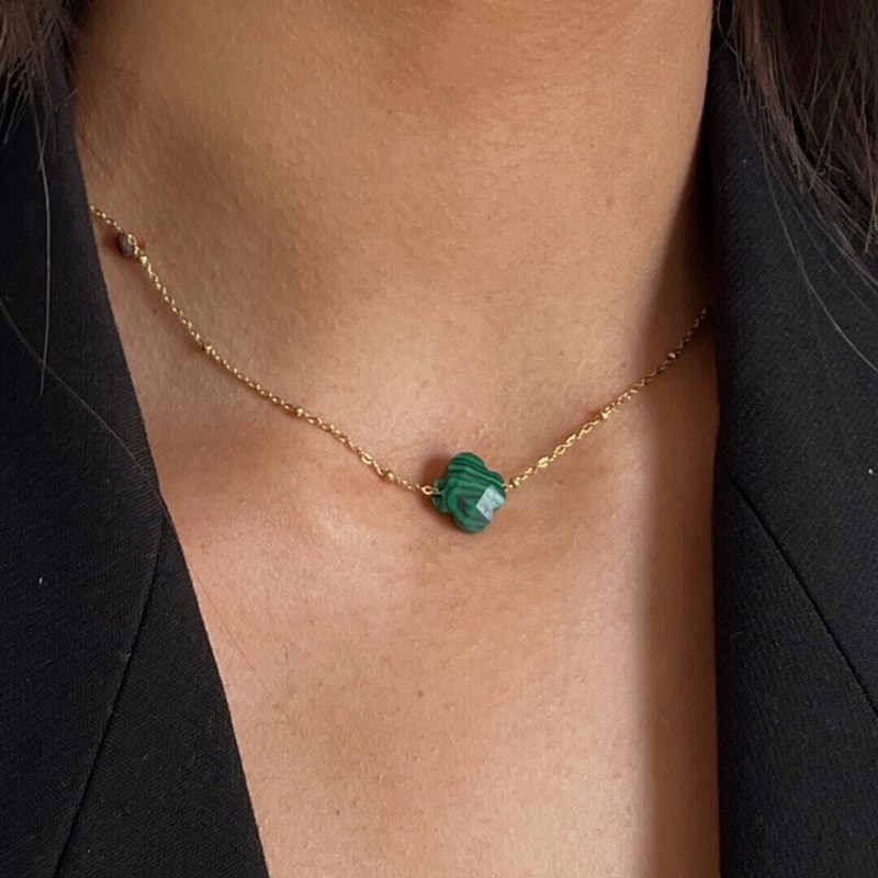 Paloma de Bahia - Collier trebol – malachite
