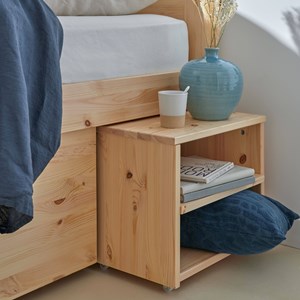 Lit rangement bois massif tara 140 x 200 cm