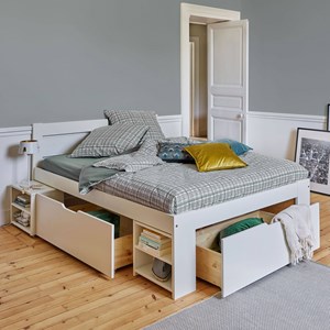 Lit rangement bois massif tara 140 x 190 cm