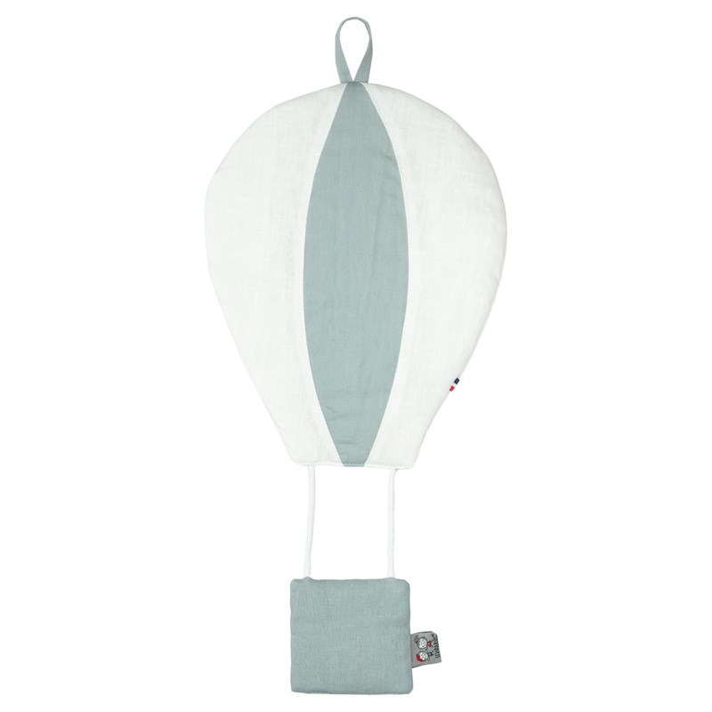 Montgolfière murale déco en lin vert