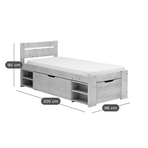 Lit rangement enfant bois massif tara blanc