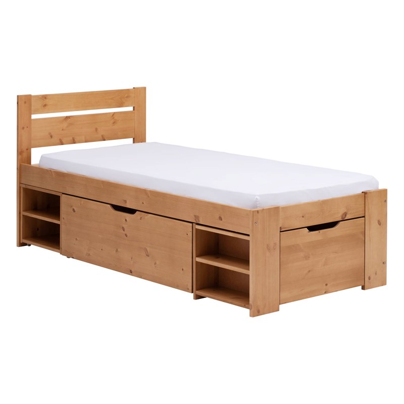 Lit rangement enfant bois massif tara naturel