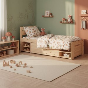 Lit rangement enfant bois massif tara naturel