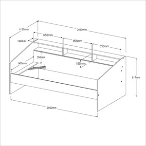 Lit banquette paolo tiroir couleur bois