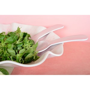 Couverts a salade rose en melamine 27x9.