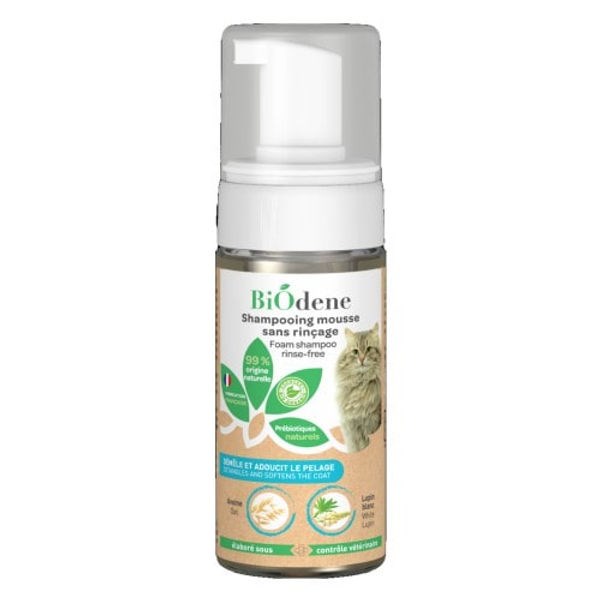 Biodene - Shampoing mousse sans rinçage chat