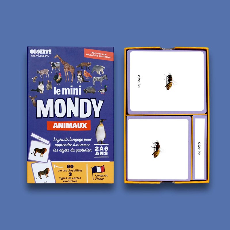 Mini-mondy - 90 cartes animaux - langage (Observe Montessori) - Image 1