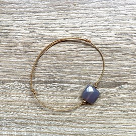Bracelet agate grise doré mia