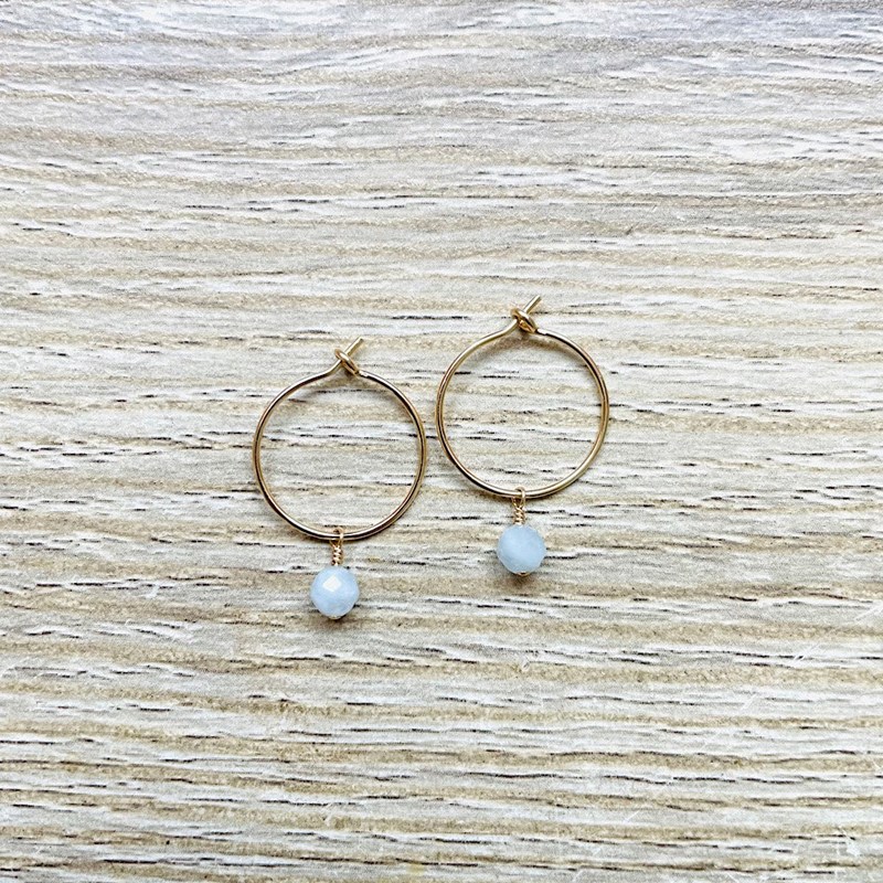 Créoles mars aigue marine plaqué or