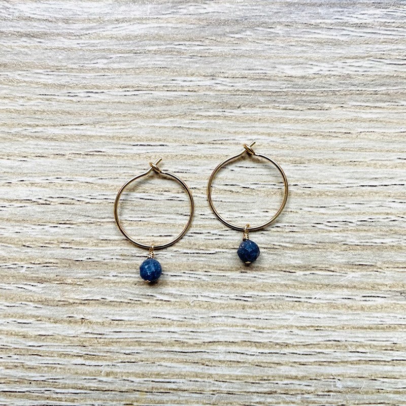 Créoles septembre saphir plaqué or