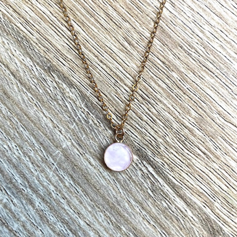 Collier quartz rose plaqué or bilie