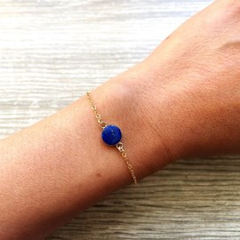 Bracelet lapis lazuli plaqué or bilie