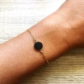 Bracelet  onyx noir plaqué or bilie