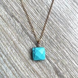 Collier howlite turquoise plaqué or mia