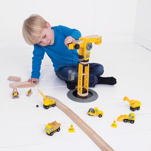 Ensemble de construction de grue jaune