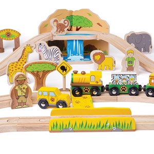 Ensemble de train safari en bois