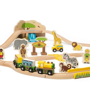 Ensemble de train safari en bois