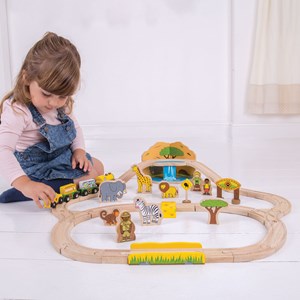 Ensemble de train safari en bois