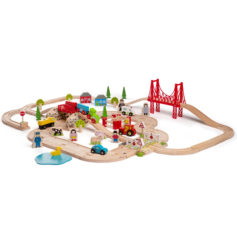 Bigjigs Rail - Ensemble route et rail en bois